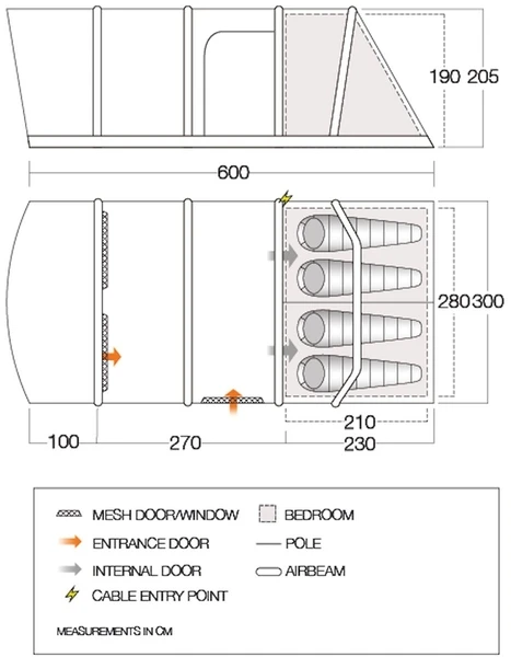 Vango Aether Air 450XL Opblaasbare Tent - 4 Persoons - Afbeelding 5