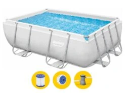 Bestway Power Steel Rectangular Zwembad - 282 X 196 X 84 Cm - Met Filterpomp En Accessoires