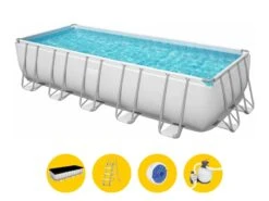 Bestway Power Steel Rectangular Zwembad - 640 X 274 X 132 Cm - Met Zandfilterpomp En Accessoires